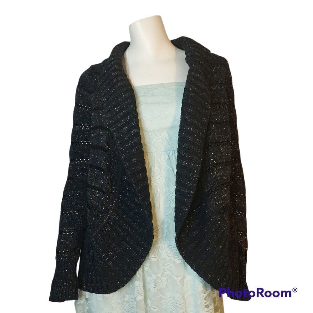 Kids Girls Black Knitted Wrap Sweater sz Large